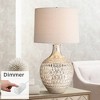 360 Lighting Modern Table Lamp with Dimmer 28" Tall Mercury Glass Off-White Drum Shade for Bedroom Living Room Bedside Nightstand - 2 of 4