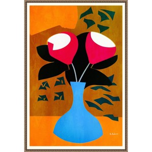 Amanti Art 23"x33" Strawberry Flowers by Bo Anderson Framed Canvas Wall Art Print Bronze - : Hand-Stretched, Modern Decor, Polystyrene Frame - 1 of 4