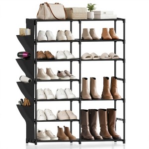 7 Tiers Shoe Rack, Adjustable Shoe Shelf for 24-30 Pairs, Tall Boots Organizer Shoe Storage for Closet, Bedroom, Garage, Entryway, Black - 1 of 4
