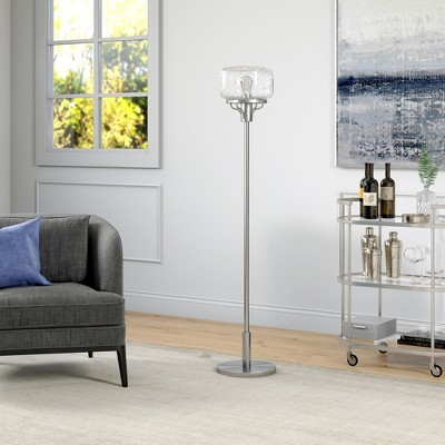 Hudson and Canal Globe and Stem Floor Lamp with Glass Shade
