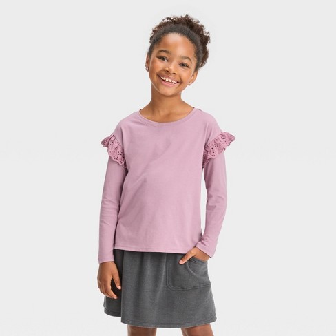 Girls long sleeve purple hot sale shirt