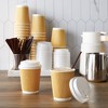 Juvale 100 Pack 8 oz Kraft Paper Insulated Disposable Coffee Cups with Lids and Stirring Straws for Hot Drinks, Beverages - 2 of 4