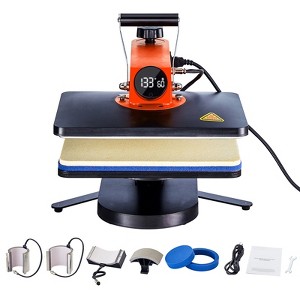 VEVOR 5-in-1 Heat Press Machine, 12" x 15" Fast Heating, 360 Swing Away Digital Sublimation Transfer, T-Shirt Vinyl Transfer Printer, Black&Orange - 1 of 4