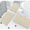 Home Mart Goods 3 Piece Set Cream Soft Cozy Plush Chenille Bath Mat Highly Absorbent Bathroom Rug - 2 of 4
