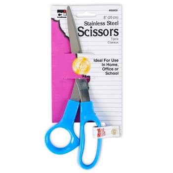 Charles Leonard Stainless Steel Scissors with Molded Plastic Handle, 8" Straight, Blue