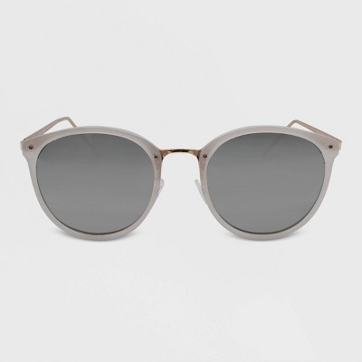 Women's Round Plastic Metal Sunglasses - A New Day™ Gold/White