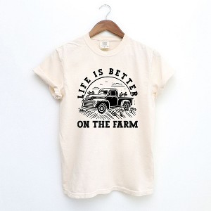 Simply Sage Market Women's Better On The Farm Truck Short Sleeve Garment Dyed Tee - 1 of 3