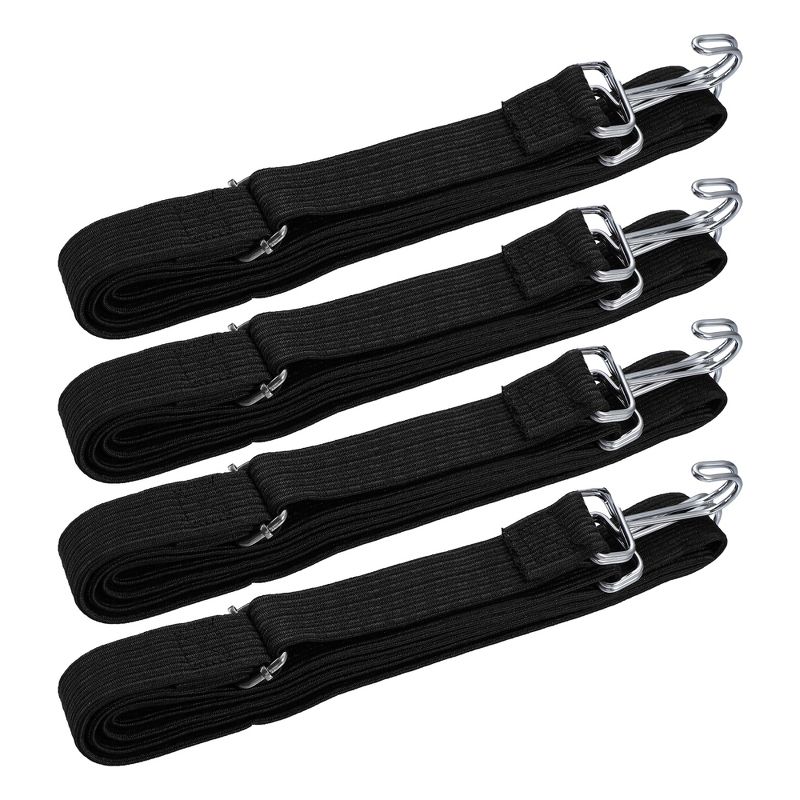 Unique Bargains Rubber Tensioner Motorcycle Bicycle Lashing Strap Luggage Tensioning Rope Black 4 Pcs, 1 of 7