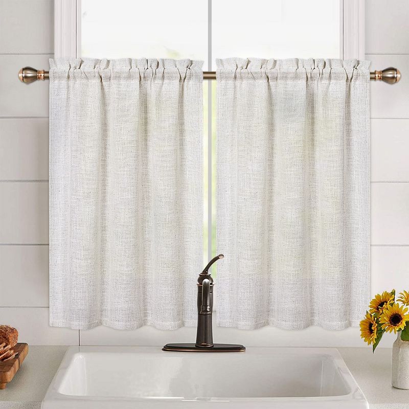 Linen Blend Short Kitchen Curtains for Small  Windows, 2 of 7