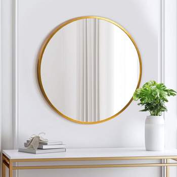 Neutypechic Round Mirror Metal Framed Decorative Wall Mirror - 20"x20", Gold