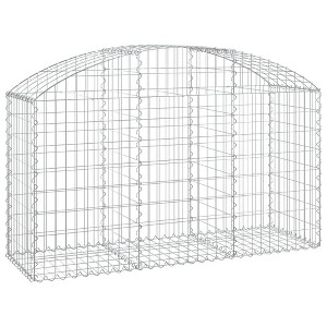 vidaXL Gabion Basket Silver Galvanized iron 59.1 x 19.7 x 31.5/39.4 in - 59.1" x 19.7" x 31.5"/39.4" - 1 of 4