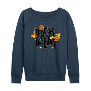 Women's - Pokémon - Trick Or Treat Lightweight French Terry Wide Neck Long Sleeve Shirt - 1 of 4
