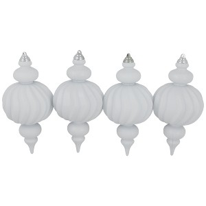 Northlight Commercial Size Shatterproof Finial Christmas Ornaments - 10" - White - Set of 4 - 1 of 4