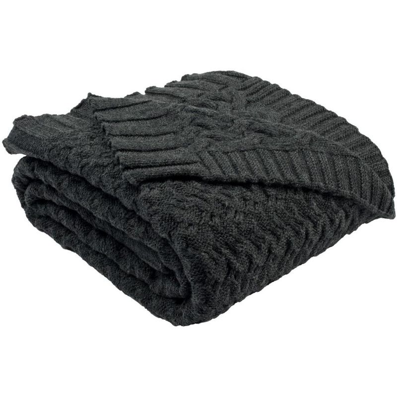 Affinity Knit Throw Blanket - Dark Grey - 50" x 60" - Safavieh ., 1 of 3