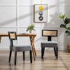 Rattan Dining Chairs Set Of 2 with Rattan Back,Upholstered Cane Back Armless Chairs-Cuddlewood - 2 of 4