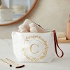 Gold Initial Personalized Makeup Bag for Women, Monogrammed Canvas Cosmetic Pouch (White, 10 x 3 x 6 In) - image 2 of 4