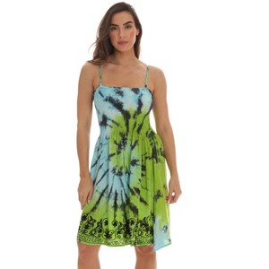 Riviera Sun Women's Strapless Tube Short Summer Dress - Casual and Comfortable Beach Dresses (Multicolor Tie Dye, Small) - 1 of 1