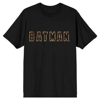 Gold Batman Block Letter Logo Men's Black T-shirt