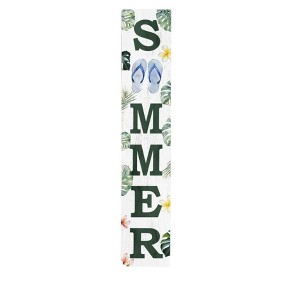 HomeRoots 48" White And Green Solid Wood Summer Porch Sign - 1 of 4