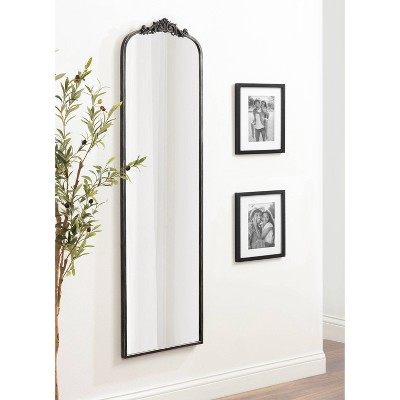 Arendahl Antique Black Full Length Rectangular Mirror with Ornate Crown