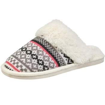 French Connection Women's Fairisle Scuff Slippers - Winter House Shoes For Women