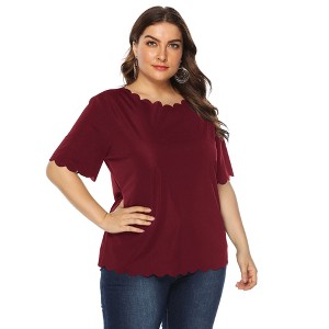 Coolmee Women Summer Plus Size Tops for Womens Short Sleeve Casual T Shirts Loose Fit Tunic Blouse - 1 of 4