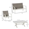4 Pieces Patio Furniture Set with Cushions, Outdoor Wicker Conversation Sofa Sets, Aluminum Frame Sofa Sets for Backyard, Poolside, Garden - 3 of 4