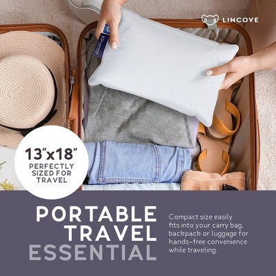 White Cotton Down Feather Travel Pillow with Tote Bag