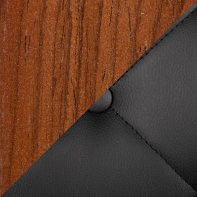 High Back Black Faux Leather Walnut Wood Side Chair
