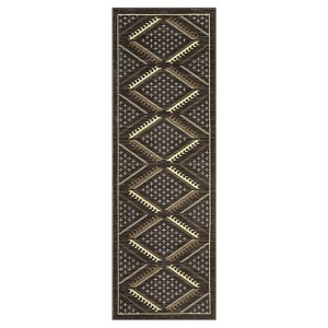 2'x6' Modern Geometric Bedroom Rugs, Washable Non Slip Large Throw Carpet for Living Room, Low Pile Stain Resistant Dining Room Rugs, Brown - 1 of 4