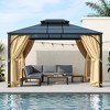 Hardtop Outdoor Gazebo 10 ft. x 12 ft. Beige Heavy Duty Privacy Curtain Gazebo - 2 of 4