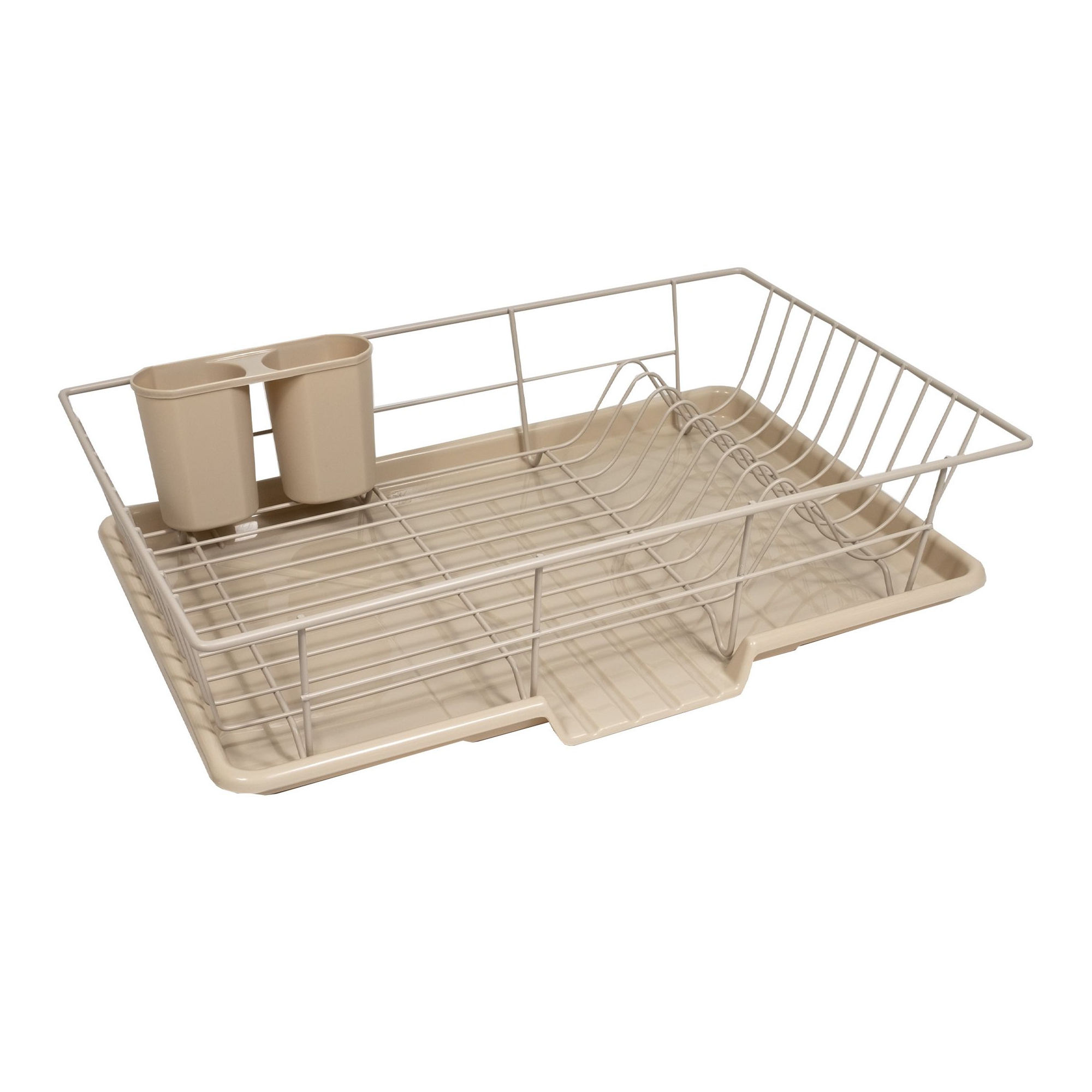 Steel 3-Piece Large Countertop Dish Drainer, Beige