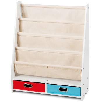 Tangkula Book Rack Kids Toys Organizer Shelves With 4 Sling Bookshelf And 2 Boxes