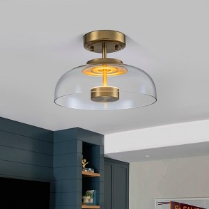 LLHZSY Gold Ceiling Light Fixture 11" Wide Modern Rounded Glass Shade for Kitchen Entryway Bedroom - 1 of 4