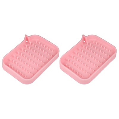 Unique Bargains Plastic Soap Dish Keep Soap Dry Soap Cleaning Storage Drill  Free Soap Holder for Home Bathroom Kitchen 1 Pc Pink