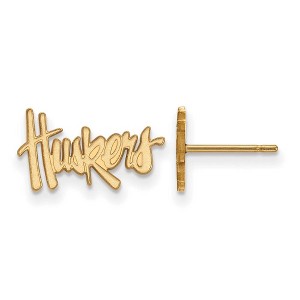 Black Bow Jewelry 14k Yellow Gold Nebraska Cornhuskers NCAA Post Earrings - 1 of 3