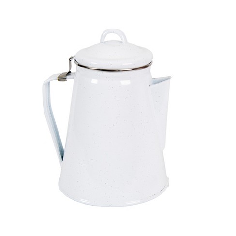 Stansport Enamel Percolator Coffee Pot & 4 Mug Set, White