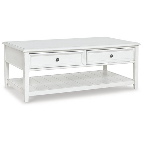 Signature Design By Ashley Contemporary Kanwyn Coffee Table, Whitewash 