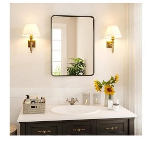 Black Black Metal Framed Bathroom Mirror for Over Sink 60  36" Vanity Rounded Rectangle Wall Mirror Wall Mounted Home Decor (Hangs Horizontally or Ve - 1 of 4