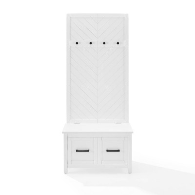 Kayce 58" Modern White Herringbone Hall Tree with Storage