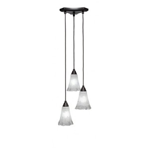 Toltec Lighting Europa 3 - Light Pendant in  Dark Granite with 5.5" Fluted Frosted Crystal Shade - 1 of 1