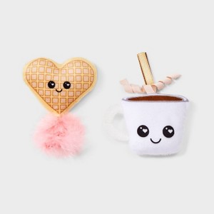 Valentines Coffee and Waffle Cat Plush Toy Set - 2pc - Boots & Barkley™ - 1 of 3