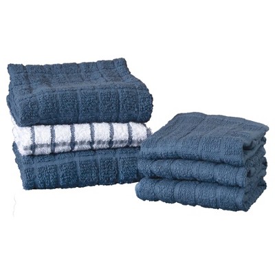 KAF HOME Piedmont Terry Kitchen Towels, Teal, 100% Cotton, 16 x 26