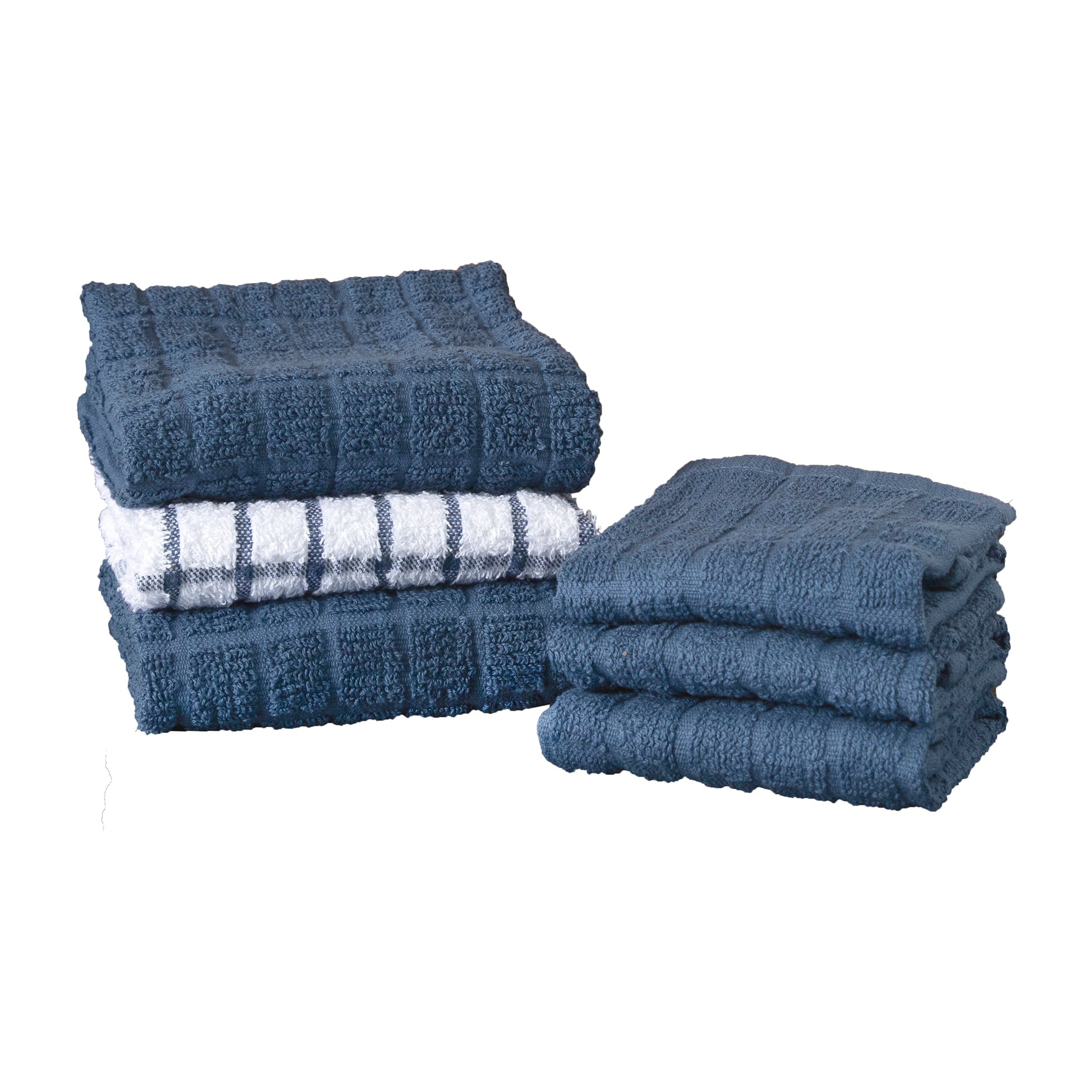 John Ritzenthaler Co. Terry Kitchen Towel and Dish Cloth Set of 3 Towels and 3 Dish Cloths Federal Blue