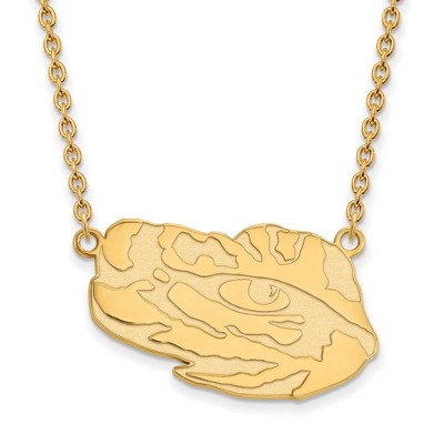 Black Bow Jewelry 10k Yellow Gold Louisiana State Fighting Tigers NCAA Necklace 18 Inch