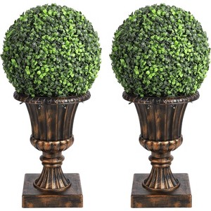 Artificial Plant Topiary with Pot, Faux Boxwood Balls with LED, Topiary Balls Artificial Outdoor Set of 2 - 1 of 4