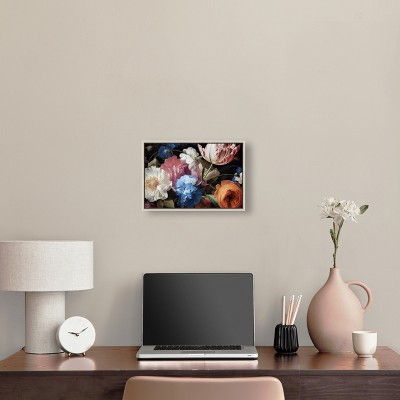 Elegant Floral Canvas Wall Art with Silver Frame, 15" x 10"