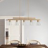 Modern Gold Linear Chandelier, 5-Light Kitchen Island Pendant, Rectangular Dining Room Lighting with Glass Shades - 3 of 4