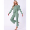 cheibear Women's Lounge Sets Hight-Low Shirt and Wide-leg Pants 2 Piece Pjs Loose Sleepwear Loungewear - 2 of 4