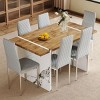 Infurnic Dining Sets Wood Veneer Dining Set with 6 Chairs Marble Style Legs Modern Minimalist Kitchen Table Collection, Light Gray, 55"*31.5"*29.5" - 2 of 4